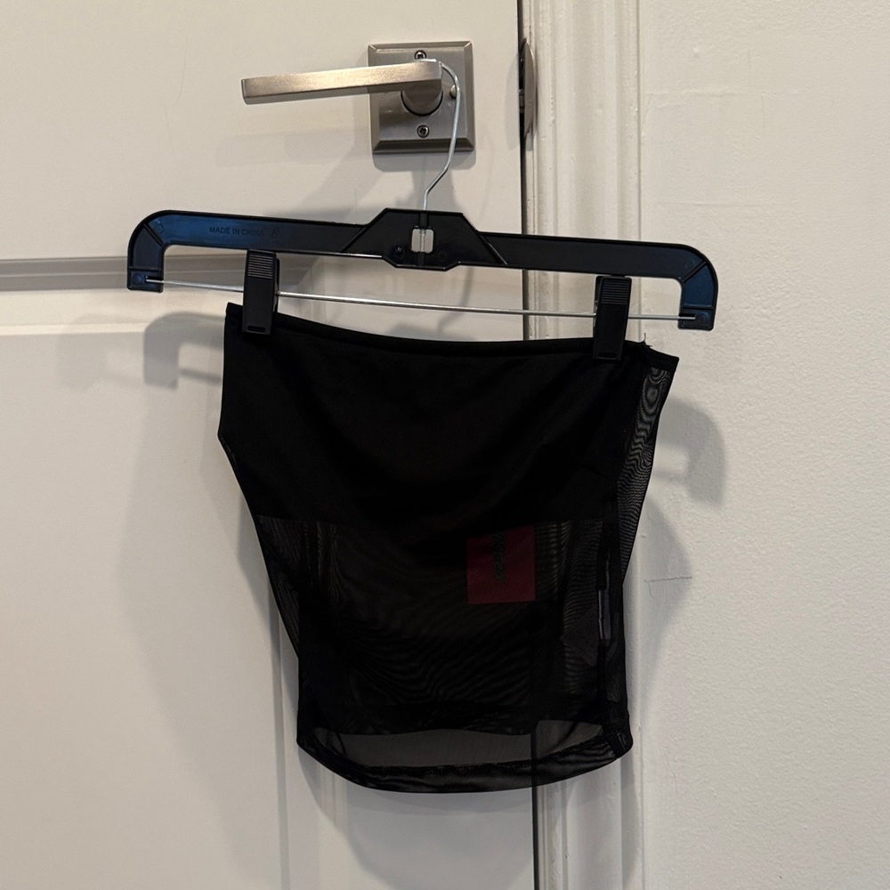 Black Edikted Sheer Mesh Tube Top